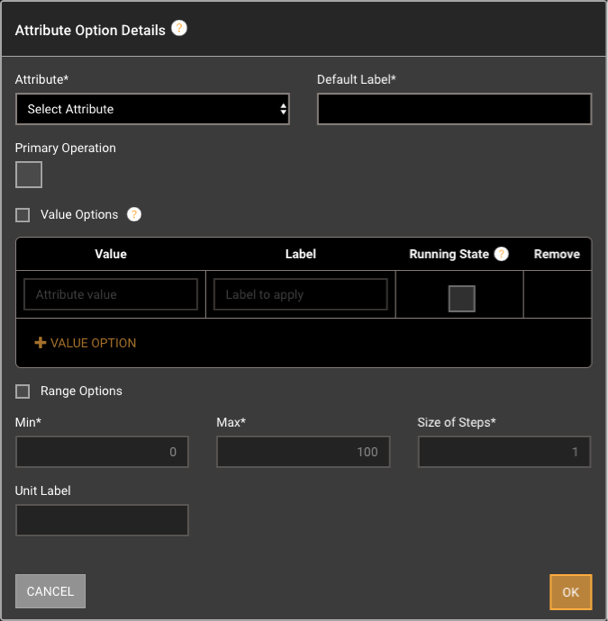Attribute Option Details Dialog Box